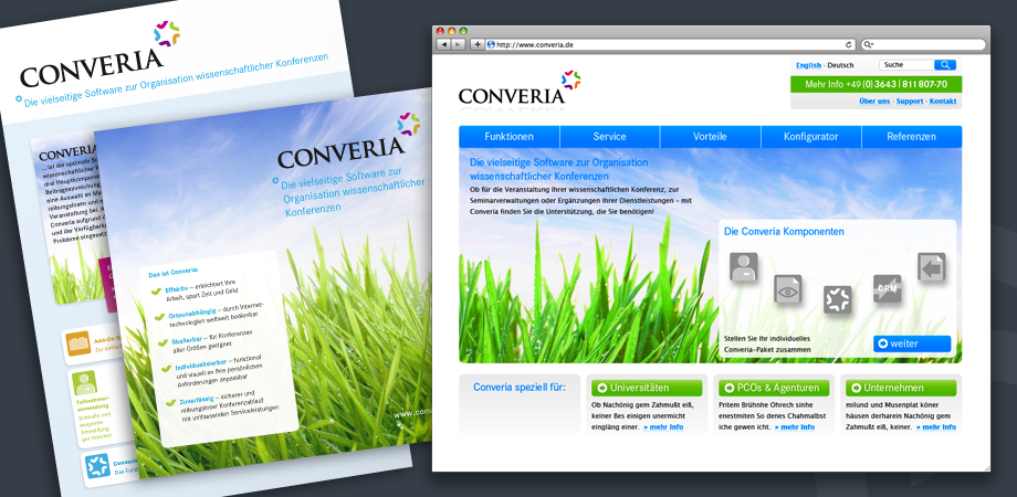 Converia Printsachen und Website