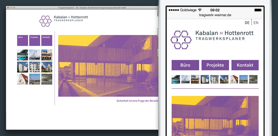 Kabalan ›‹ Hottenrott · Website · Startseite und Smartphone-Ansicht
