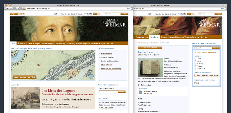 Klassik Stiftung Weimar – Website